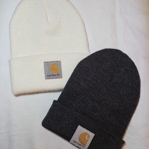 Carhartt Toddler Beanie Hat Bundle (2-Pack) – Cream & Grey